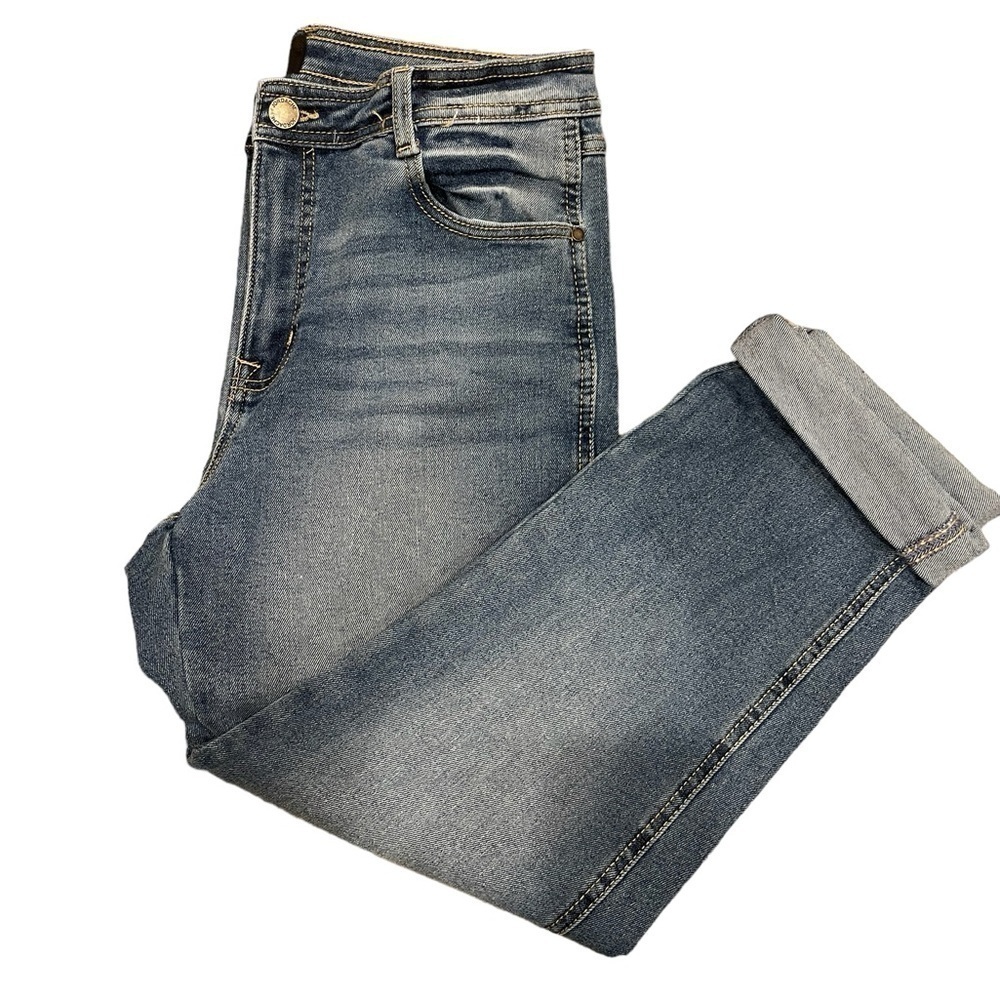 Jordache High Rise Curvy Mom Distressed Medium Was Straight Jeans